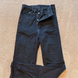 AE American Eagle button fly curvy high rise flare jeans Size 0 Reg in black